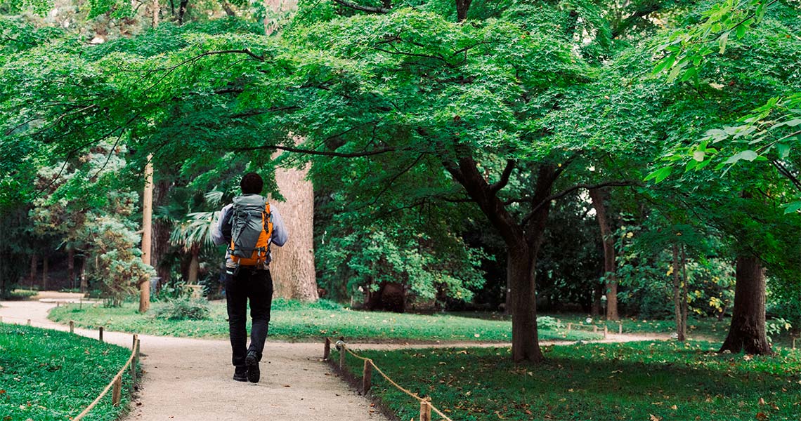 persona che cammina in un parco